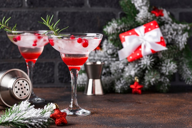Margarita cocktail con mirtilli rossi. bevanda di natale