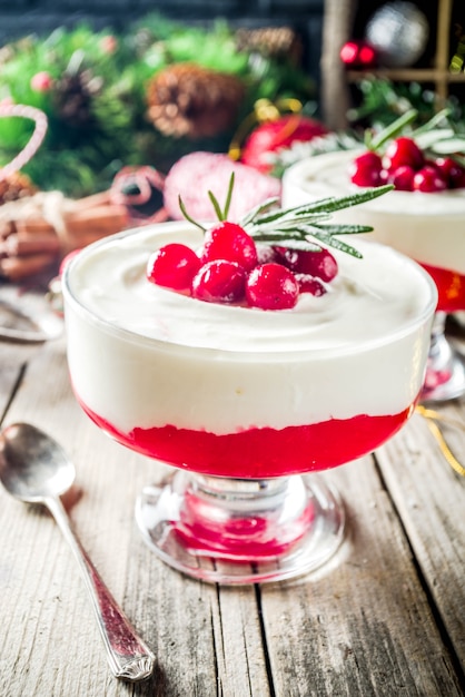 Cranberry panna cotta or cheesecake