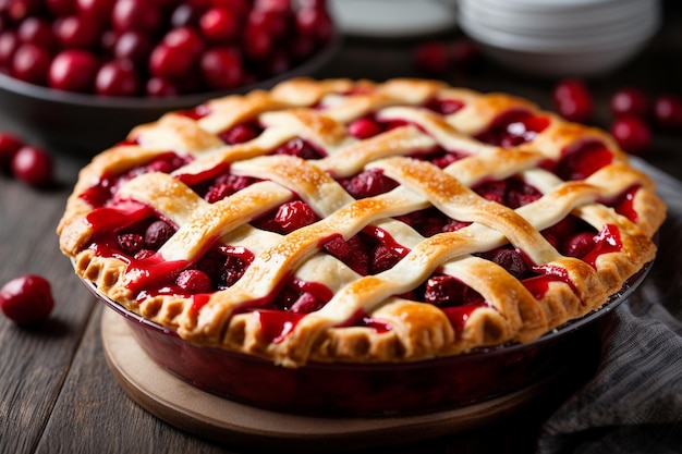 A cranberry pie with a sugared crust perfect for the holidays