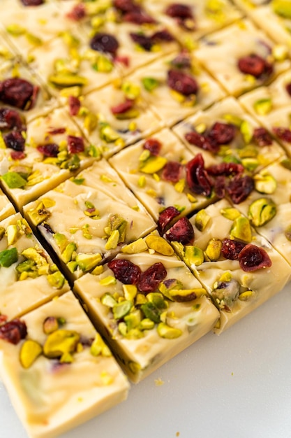 Cranberry pistachio fudge