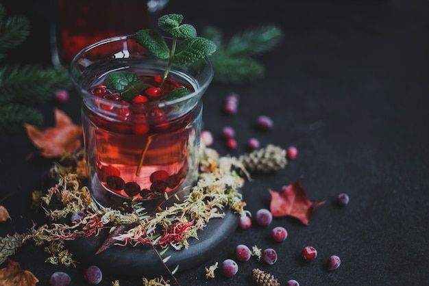 Cranberry tea with mint