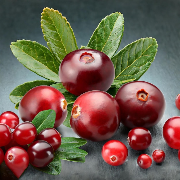 Cranberry with leaves isolated on white With clipping path Full depth of field