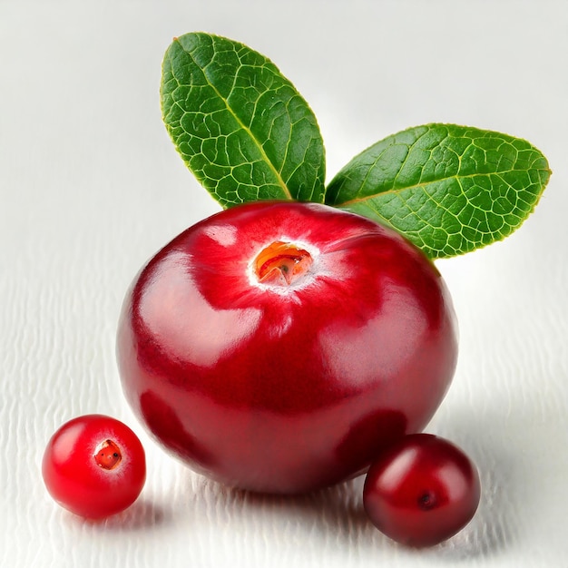 Cranberry with leaves isolated on white With clipping path Full depth of field