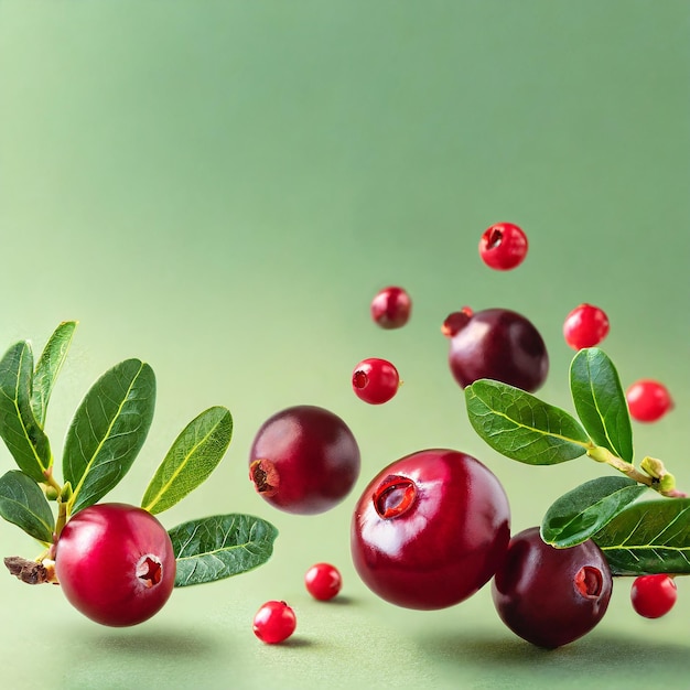 Cranberry with leaves isolated on white With clipping path Full depth of field