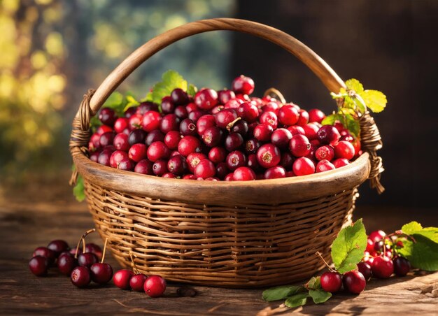 Photo cranberry on a wooden table