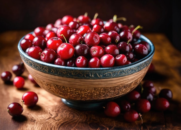 Photo cranberry on a wooden table