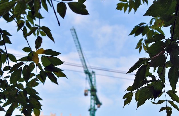 crane against the blue sky