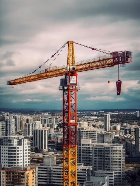 Crane and Building Project in the Modern City View generated by AI