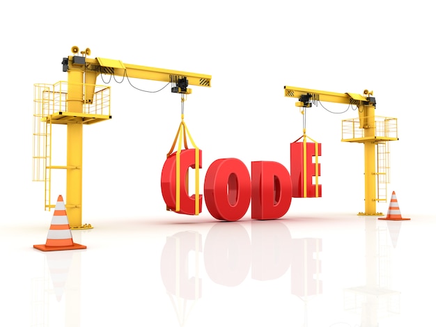 Cranes building the CODE Word