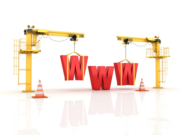 Photo cranes building the www letters