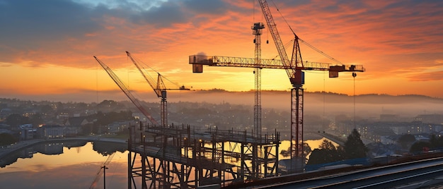 Cranes in the dark industrial