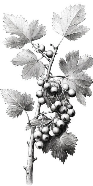 Photo crataegus hand drawn ink clean ar 12 style raw