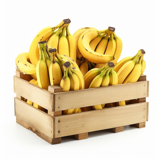 Crate of Bananas on White Background