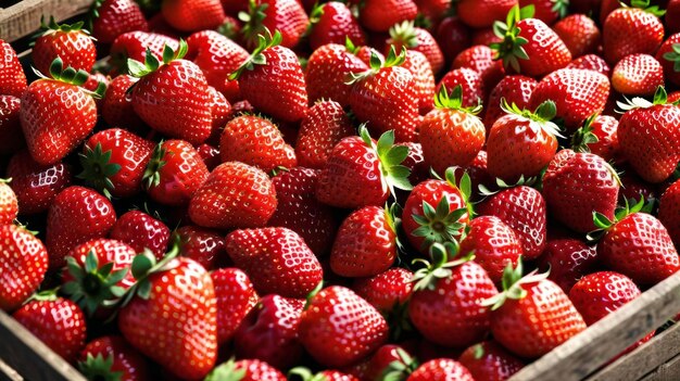 Crate Full of Strawberries on Table