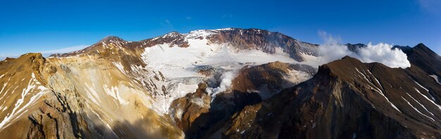 Crater of active Mutnovsky volcano