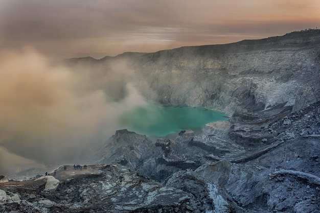 Photo crater of volcano ijen. java. indonesia.