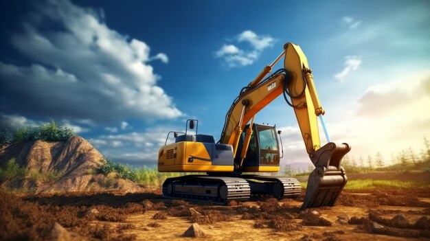 Photo crawler excavator digging machine