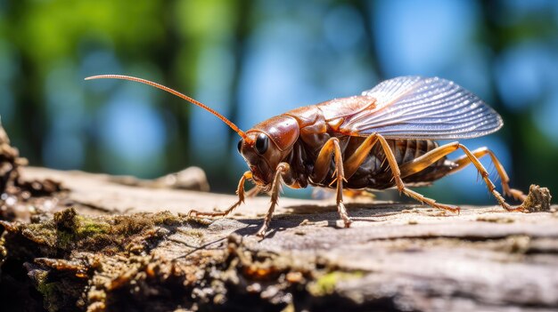 Photo crawling brown roach