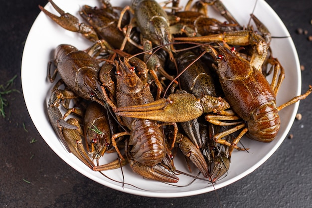 crayfish raw fresh seafood meal snack copy space food background rustic vegetarian food