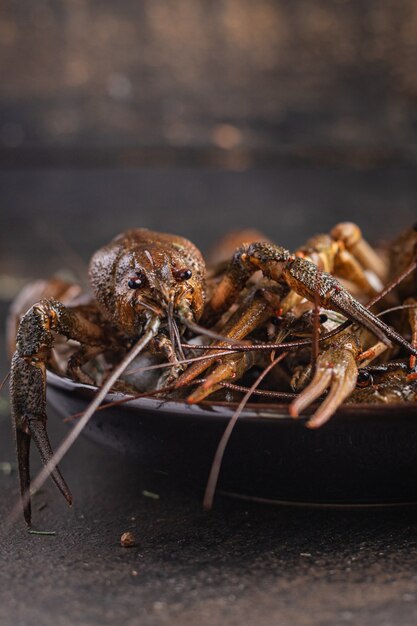 crayfish raw fresh seafood meal snack on the table copy space food background rustic