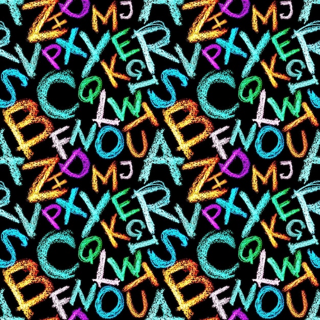 Photo crayon alphabet seamless