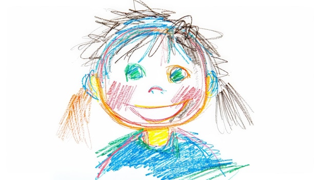 Crayon Drawing of a Childs Hope on White Background Generative AI