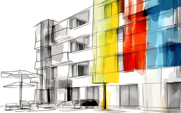 Foto rendering architettonico astratto disegnato a matita