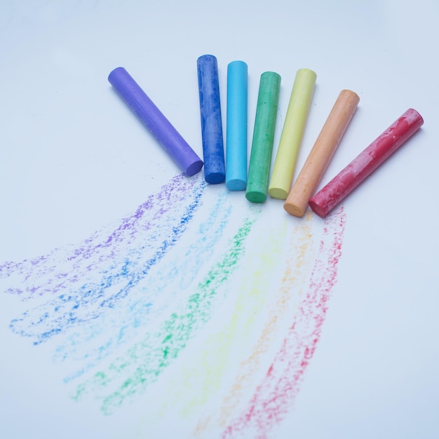 Photo crayons for drawing the concept of childrens creativity