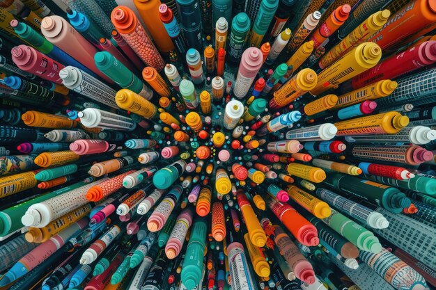 Crayons shot from above with for dreamy impressional feel abstract ai generated