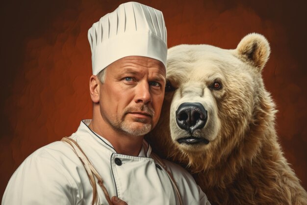 Photo crazy animal chef portrait