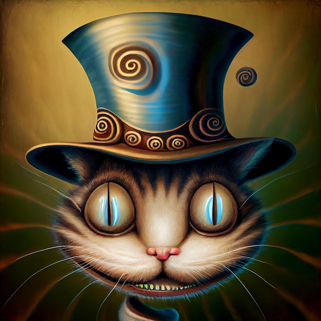 Crazy cat in wonderland Generative Ai