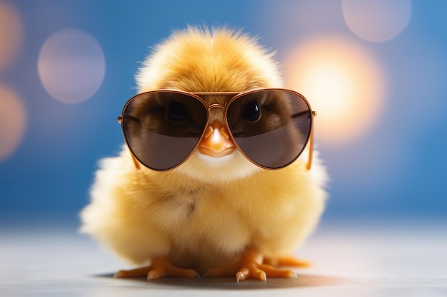 Crazy chick cool with black sunglasses