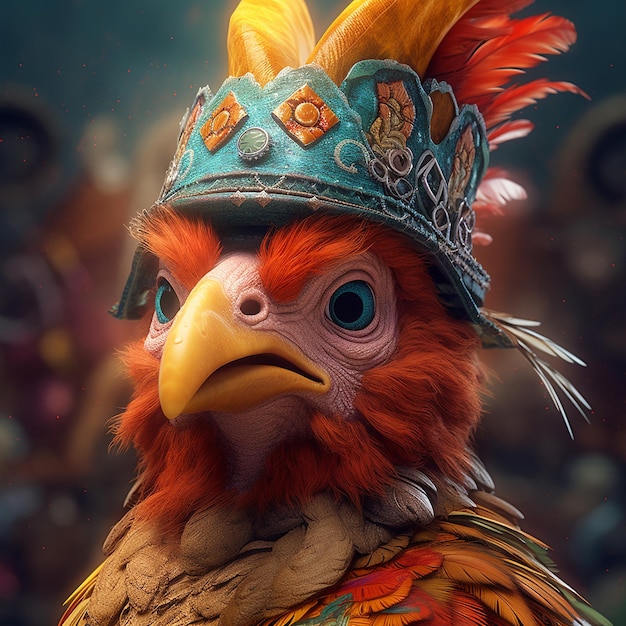 Crazy Chicken chibi hi res style Generative AI