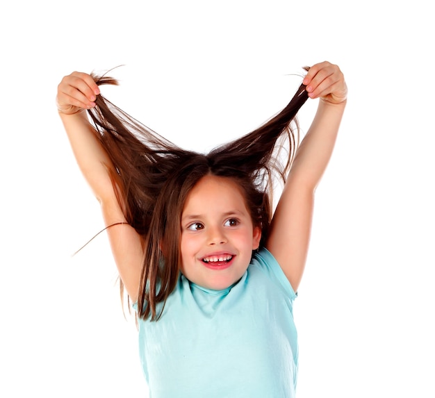 Premium Photo | Crazy child girl pulling her hairs