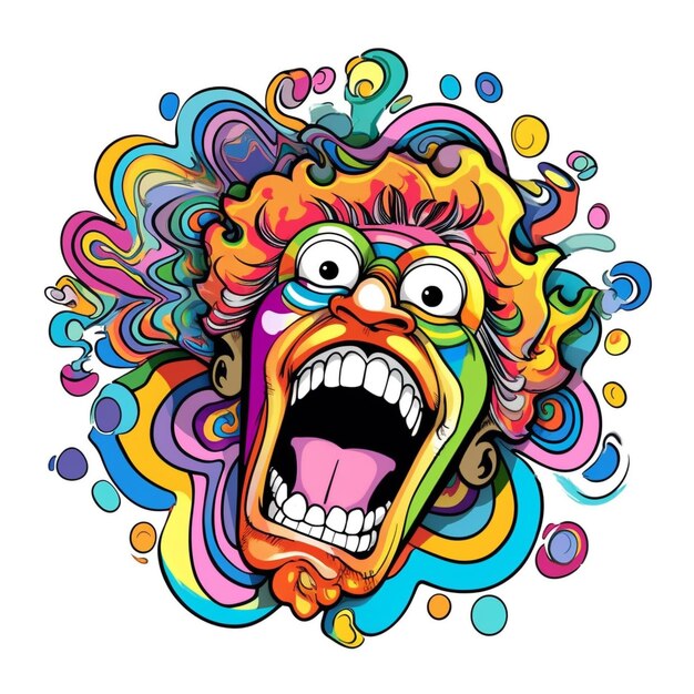 Photo crazy clown face illustration