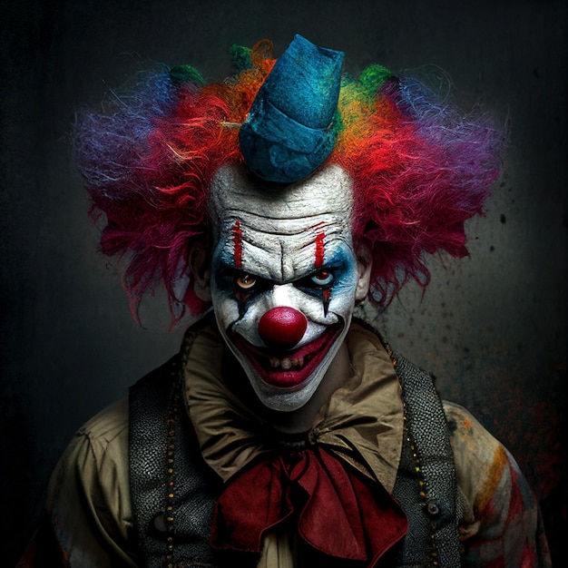 Crazy evil clown created with generative AI