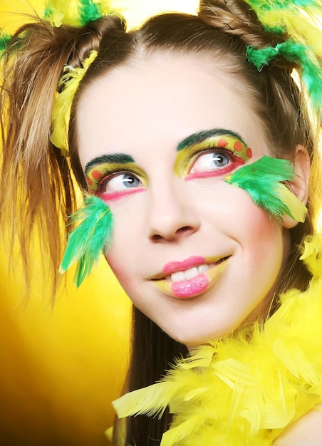 Crazy girl with bright make up