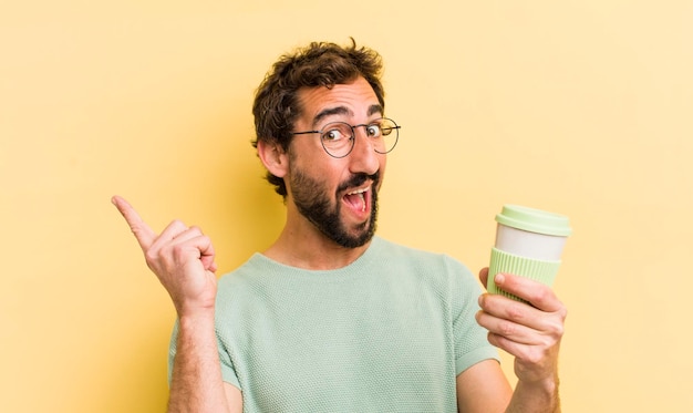 Crazy man with take away coffee