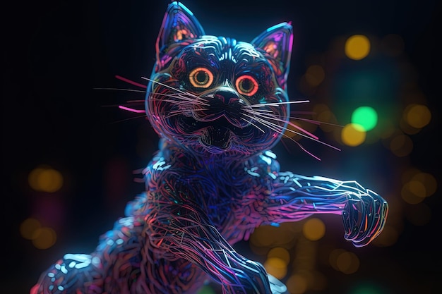 Crazy psychedelic Danish Pastel Cat character illustration generative ai