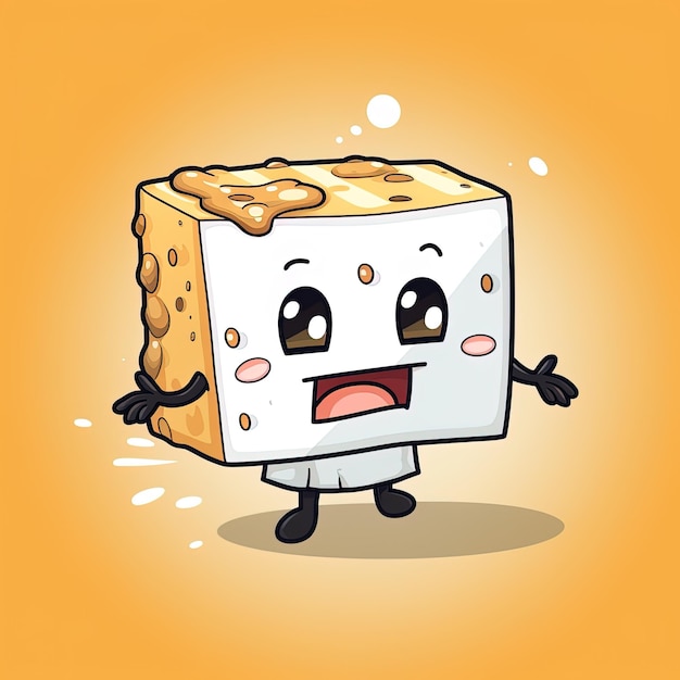 Photo crazy tofu cartoon mascot ai generative