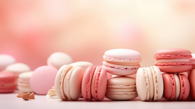 Cream achtergrond met macarons