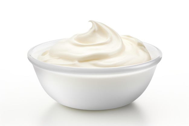 Cream bowl on white background