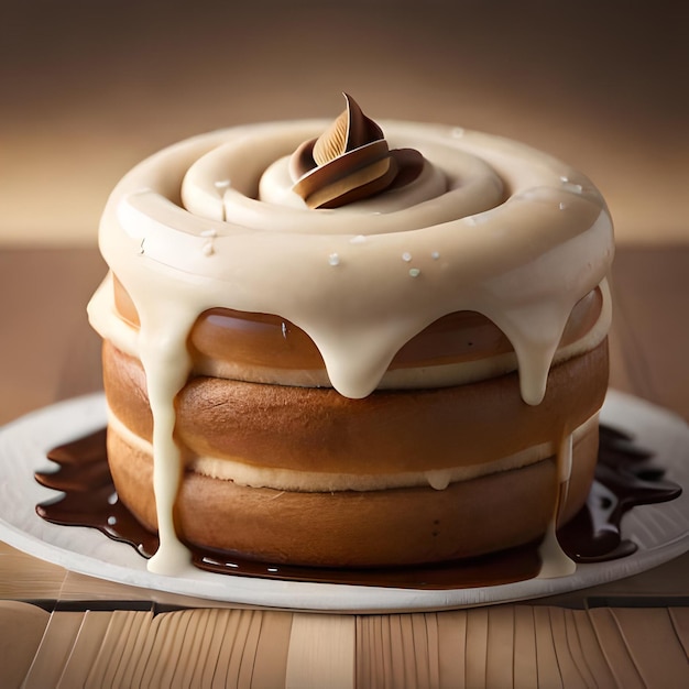 Cream cake together with chocolate on the table and plate and Christmas