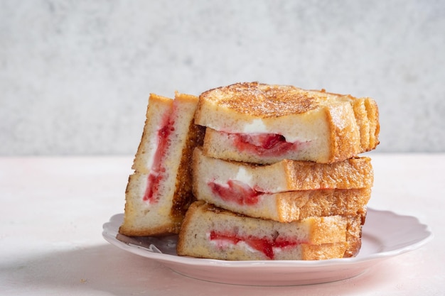 Cream cheese strawberry stuffed french toast