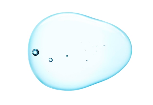 Cream gel blauwe doorzichtige cosmetische monster textuur met geïsoleerde bubbels op witte achtergrond