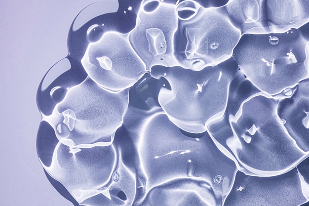 Фото Крем-гель серый синий прозрачный косметический образец текстуры с пузырьками, изолированные на белом фоне