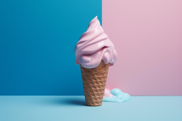 Cream ice pink cloud cream art dessert concept blue ice summer Generative AI