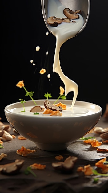 Cream of mushroom soup is a simple type of soup where a basic roux is thinned with cream or milk