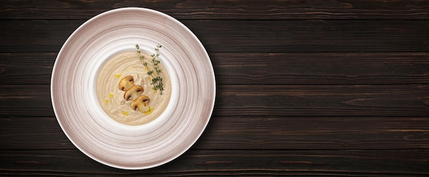 Cream of mushroom soup in a plate