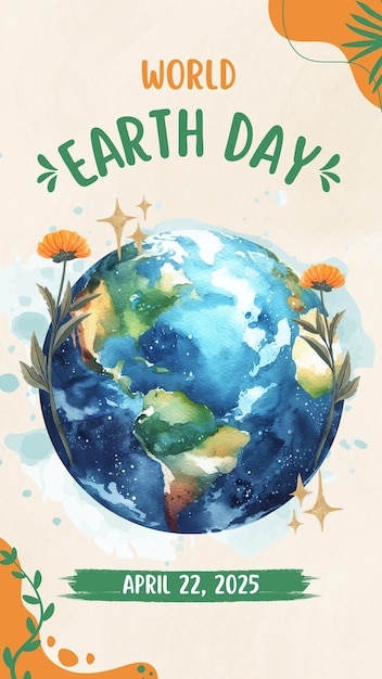 cream and orange watercolor earth day instagram story 1